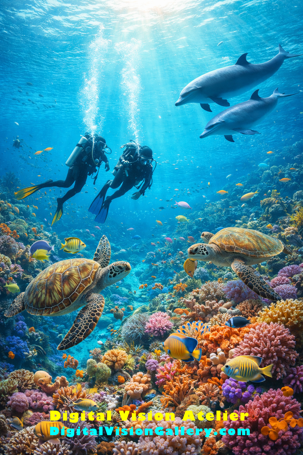 Diving with dolphins and sea turtles...